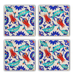 Hermia Set de 4 Alfombrillas de Cristal de Piedra Natural Multicolor